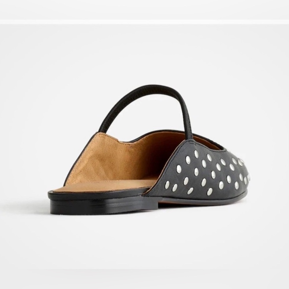 Madewell Greta Ballet Flat Mules 9 NWT Black Leather Stud Mary Jane NW207 - Picture 2 of 4